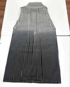 新品】男性袴 身長180cm 2尺4寸5分 白黒暈し 白黒銀縞 ポリエステル 