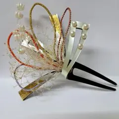 和風髪飾り パールとレース付き