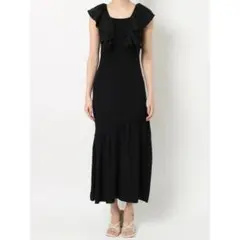 ②RESEXXY 黒 ラッフル ニット マーメイド ワンピ モード ロング丈