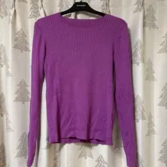 【Spick＆Span】リブ編みパープル長袖セーター