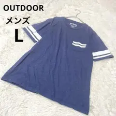 OUTDOOR アウトドア 半袖Tシャツ メンズ 紺 ライン 綿 トップス/Lのサムネイル