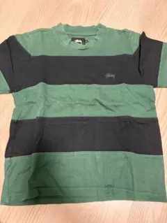 Stussy 緑・黒ストライプ Tシャツ S