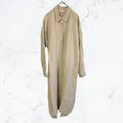 14464 ユニクロ リネンブレンドシャツワンピース M ベージュ 麻混 古着