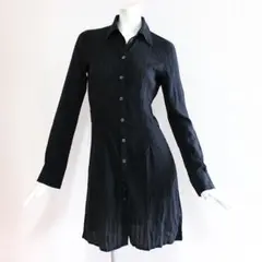 ◆ブラックバイマウジー 長袖シャツチュニックワンピ 黒 1 ロングシャツ シルクのサムネイル