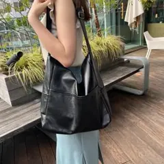 レディース ショルダーバッグ レザー 斜め掛け 大きめ ブラック 371 N99