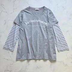 ルコックスポルティフ　レイヤードロゴＴシャツ　ロンＴ　Ｍ　ゴルフ　ボーダー