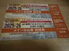 AC長野パルセイロレディースメイン自由席招待券 2枚セット