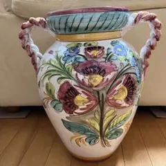 Y USED ビンテージ 花瓶 オブジェ 傘立て 果実柄 ハンドメイド