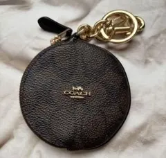 美品　COACH サーキュラー コイン ポーチ・シグネチャー キーホルダー