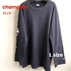 Champion チャンピオン長袖カットソー　ロンTネイビー 袖ロゴ　Lのサムネイル