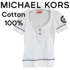 レア　美品　MICHAEL KORS 半袖リブニット 白 ワッペン 綿100%のサムネイル