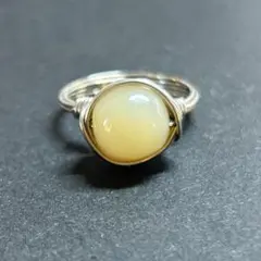 WR323S 天然石 パワーストーン ワイヤーリング イエローオパール シルバー