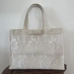 ⭐︎ハンドメイド⭐︎ フォーマル サブバッグ ベージュ レース仕立て リボン付き♡
