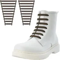 靴ひも-結ばない 靴紐 ゴム 靴ひも ほどけない 簡単取り付け ブラウン