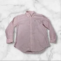 【希少美品】ラルフローレン　長袖ギンガムチェックシャツ　ホースロゴ　刺繍　140