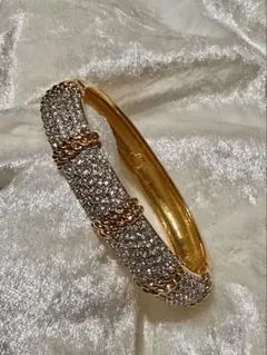 Swarovskiスワロフスキー/ゴールドカラーラインストーンバングル