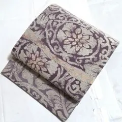 B◆着物くつろぎ 唐草唐花模様 金糸 六通 正絹 フォーマルな袋帯