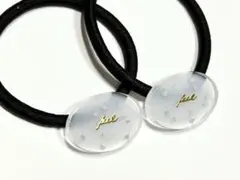 キッズ　ヘアゴム　③かすみ草蕾　2個セット　ホワイト　レジン製　ハンドメイド