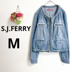 a6006 S.J.FERRY デニムジャケット　ノーカラー　カジュアル　M