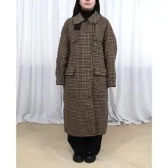 CHAN LUU チャンルー チェック柄 ロングコート ブラウン F ゆったり 