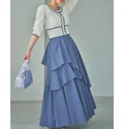 Lillian carat アシンメトリー フリル ティアード フレアースカート