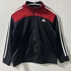 アディダス120㎝ ジップアップジャケット 黒/赤