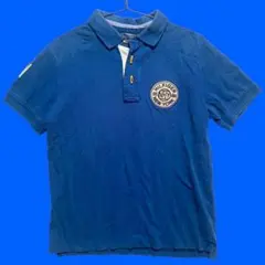 トミーヒルフィガー　胸元ワッペン付き　半袖ポロシャツ　青　ブルー　S ゴルフなど