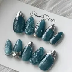 マグネットネイルニュアンスネイルガラスフレンチ結婚式成人式 ミラーネイル