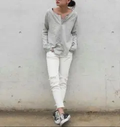 Ungrid★クラッシュホワイトフレイドヘムストスリ【23】