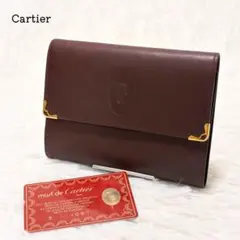 カルティエ 三つ折り 財布 マストライン ゴールド がま口 ボルドーレザーのサムネイル
