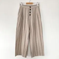 studio CLIP　ワイドパンツ　ストライプ　L　ベージュ　0645