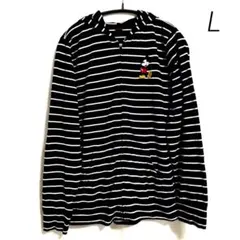 ①　パーカー　ボーダー　ミッキー　ディズニー　Disney　紺色　ジップアップ