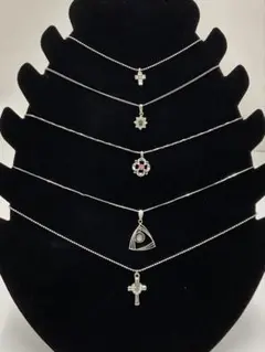 40.886【ネックレス5本セット】シルバー　K18GP 十字架　ヴィンテージ