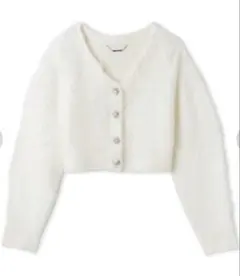 【未使用】CELFORD ビジュー釦ショートニットカーディガン