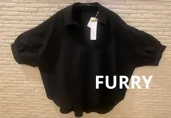 FURRY ステンバックVタックブラウス　ブラック
