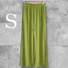 GU ジーユー グリーン プリーツ ワイドパンツ ウエストゴム S