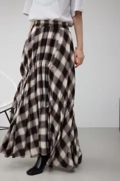AZUL BY MOUSSY チェックボリュームスカート ブラウン
