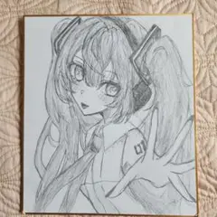 カ*e様 【原画】初音ミク 手描き アナログイラスト ミニ色紙 - メルカリ