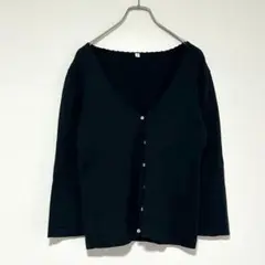 n1193【無印良品】コットン100% カーディガン ブラック Vネック 定番