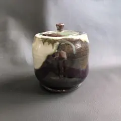 多色陶器 蓋付き容器