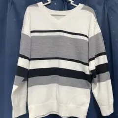 AZUL ストライプ Vネック ニット
