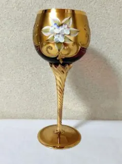 未使用・本物】イタリア製 ヴェネチアンガラス ムラーノ 金彩 花瓶 箱
