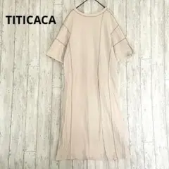 チチカカ TITICACA カットソー ワンピース【F】半袖 ステッチ ベージュ
