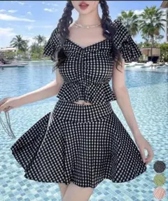 新品未使用、ギンガムチェックの水着、ビーチウェア