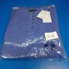 紫色ボタン付きヘンリーネックセーター 、レディースLサイズ