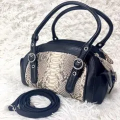 未使用級✨三宝 Sanpo パイソン2wayハンドバッグ 高級エキゾチックレザー