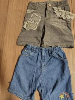 mezzopiano ハーフパンツ デニム リボン レース 110cm