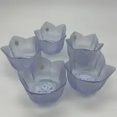 保管品★たち吉 変彩ガラス 桔梗 小鉢 5個セットのサムネイル
