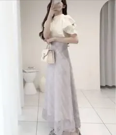 mily bilet ダブルフリル袖チェックレースドッキングワンピース