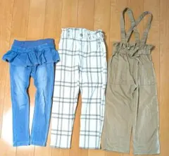 branshes　パンツ　３本セット　110〜120cm フリル付きデニムパンツ